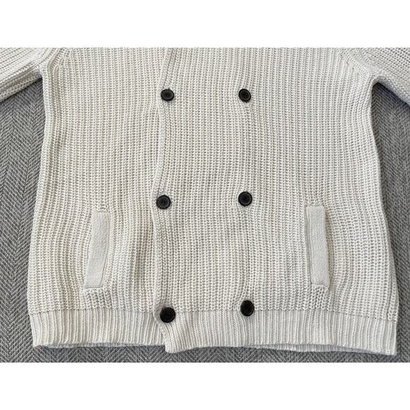 Sundance Chunky Knit Cardigan Sweater Double Breasted Pockets Ivory XXL - Picture 7 of 11